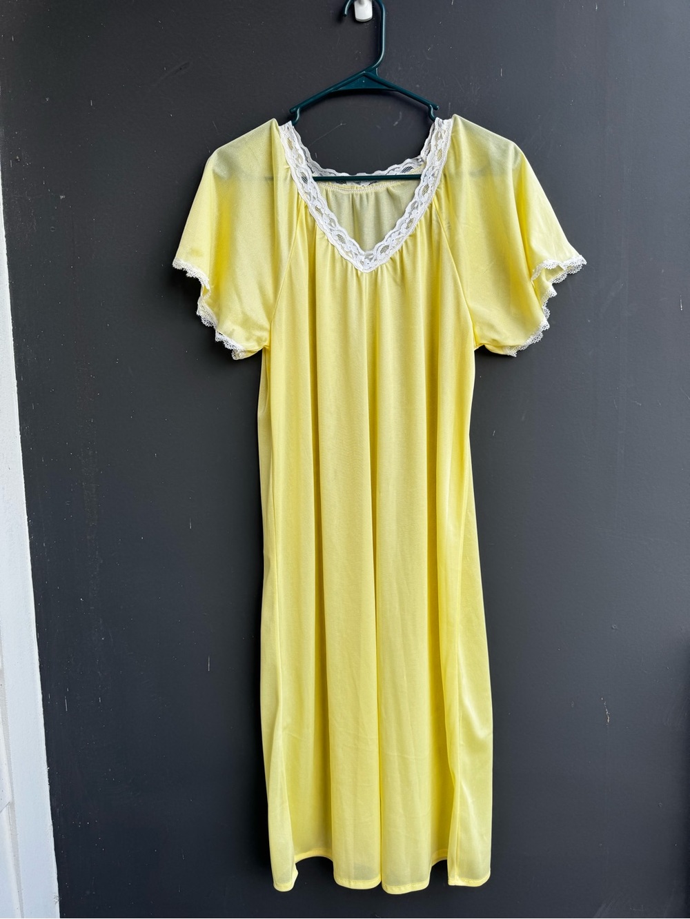 Blair Yellow Nightgown with White Lace Trim